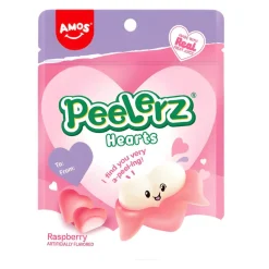 Caramelle Gommose E Morbide-Amos Peelerz Hearts, caramelle gommose al gusto di lampone da 65g