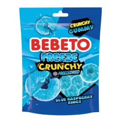 Freeze Dried Candy-Bebeto Blue Raspberry Rings Freeze Crunchy Gummy Freezedried, caramelle liofilizzate al gusto lampone da 35g