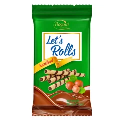 Biscotti E Wafer-Bogutti Let's Rolls Hazelnut, wafer con crema alla nocciola da 120g