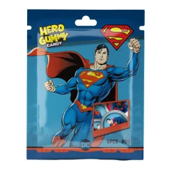 Caramelle Gommose E Morbide-DC Hero Gummy Candy Superman, caramelle gommose con ripieno al gusto di fragola e mirtillo da 80g
