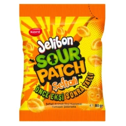 Caramelle Gommose E Morbide-Sour Patch Jelibon Seftali, caramelle gommose al gusto di pesca da 80g