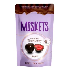 Snack Al Cioccolato-- Nessun produttore - Miskets Freeze Dried Strawberry Dark Chocolate, fragola liofilizzata ricoperti di cioccolato fondente da 80g
