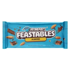 Snack Al Cioccolato-Feastables Mr Beast Almond, tavoletta di cioccolato al latte con pezzi di mandorla da 60g