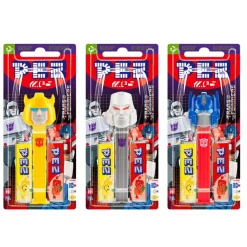 Caramelle Dure, Lollipop E Pez-Pez Transformers, caramelle al gusto di frutta e personaggio a sorpresa da 17g