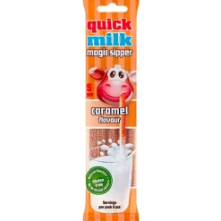 Cannucce Aromatizzate-Quick Milk Magic Sipper Caramel Flavor, cannucce con caramelle al gusto di caramello da 30g