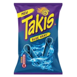 Patatine E Chips-Takis Blue Heat, riccioli di tortillas al gusto di chili e lime da 100g