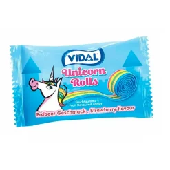 Caramelle Gommose E Morbide-Vidal Rolls Belta Unicorn, caramella lunga al sapore di fragola da 19g