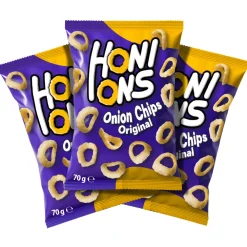 Patatine E Chips-Honions 3x Onion Rings, patatine alla cipolla da 70g